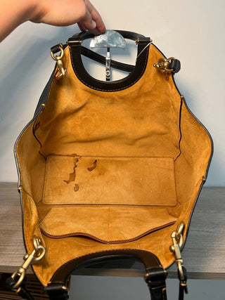 Coach Dark Leather Tote Handbag w/brown interior