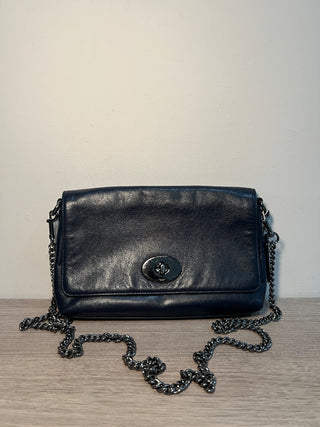 Coach Small Navy Blue Handbag w/chain strap