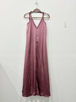 Andrea Iyamah Sana Satin Braided Halter Maxi Dress Pastel Purple Women's Size XS