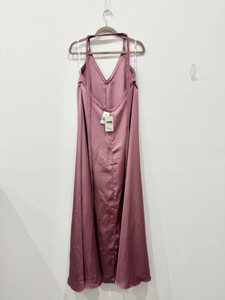Andrea Iyamah Sana Satin Braided Halter Maxi Dress Pastel Purple Women's Size XS
