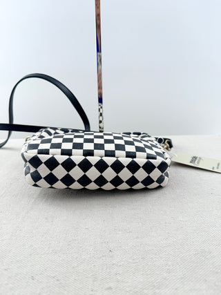 Clare V midi sac leather cross body bag woven checker