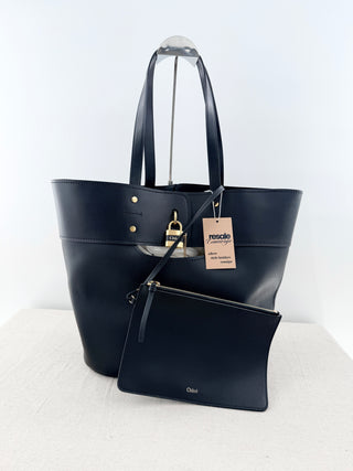 NWT Chloe Aby 100% Cow Leather Large Tote Handbag Black
