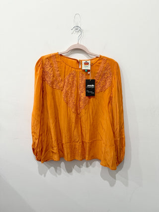 Farm Rio satin top with embroidery, L