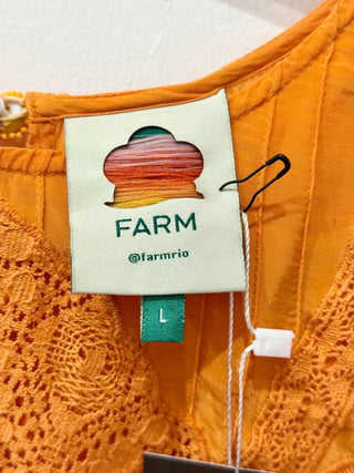 Farm Rio satin top with embroidery, L