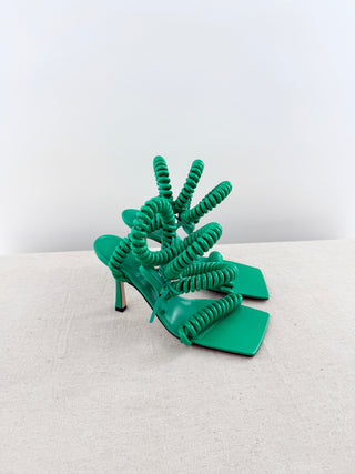 Bottega Veneta wire stretch leather heel sandals, 37