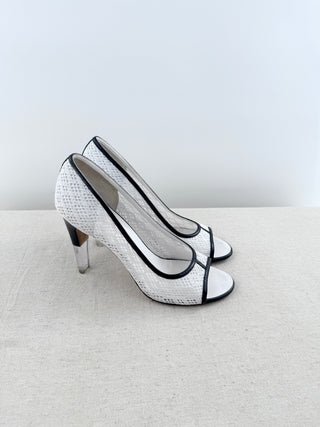 Chanel crochet and acrylic heel pumps, 41.5