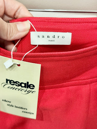 Sandro Ruffled High Waisted Mini Pencil Skirt Scarlet Red Women's Junior Size 1