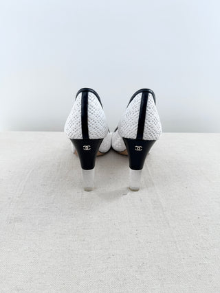 Chanel crochet and acrylic heel pumps, 41.5