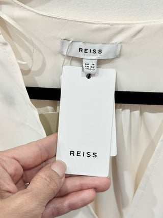 Reiss Alena Plunging V-Neck Button Front Cropped Blouse Ivory White Women's 0