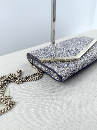 Jimmy Choo emmie crystal embellished clutch bag with chain