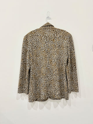 Norma Kamali Leopard Print Notch Lapel Oversized Blazer Jacket Women's Medium