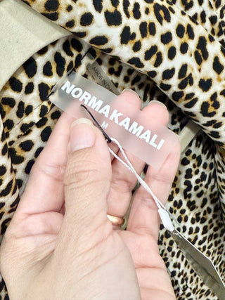 Norma Kamali Leopard Print Notch Lapel Oversized Blazer Jacket Women's Medium