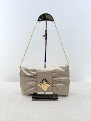 BCBG Max azria satin bow clutch bag with chain strap