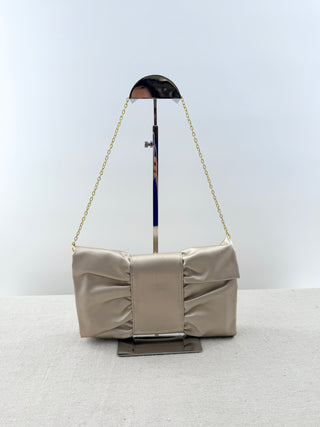 BCBG Max azria satin bow clutch bag with chain strap