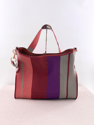 See by Chloe joan striped tote bag leather trimmed knit