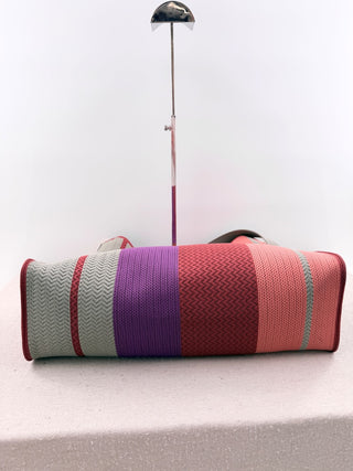 See by Chloe joan striped tote bag leather trimmed knit