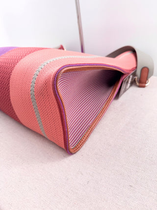 See by Chloe joan striped tote bag leather trimmed knit