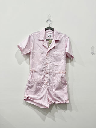 Pistola Parker Denim Button Front One Piece Romper Light Pink Women's Size Small