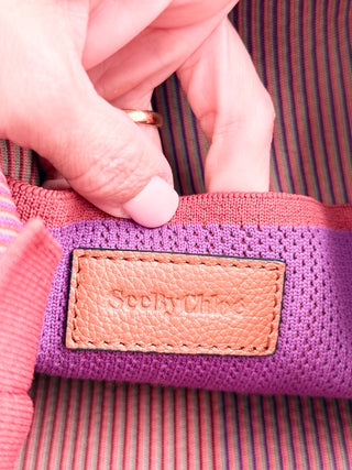 See by Chloe joan striped tote bag leather trimmed knit
