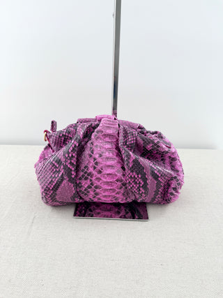 Vera Roloff Python Skin Leather Clutch Bag with Strap Pink Black