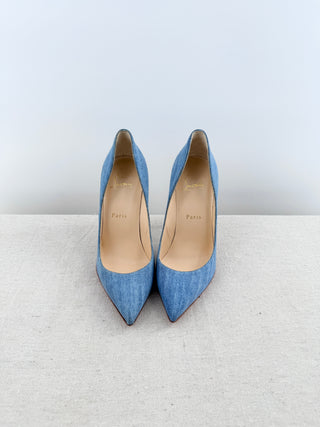 Christian Louboutin denim and patent leather heel pumps, 37