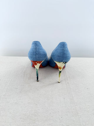 Christian Louboutin denim and patent leather heel pumps, 37