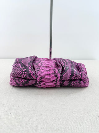 Vera Roloff Python Skin Leather Clutch Bag with Strap Pink Black