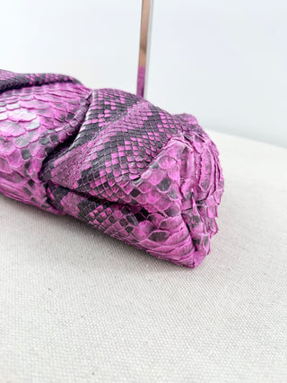 Vera Roloff Python Skin Leather Clutch Bag with Strap Pink Black