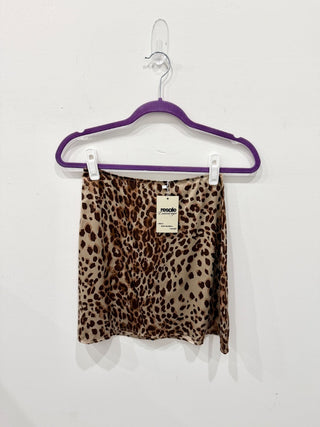 Reformation Benson Leopard Silk Mini Pencil Straight Skirt Brown Women's Size 2