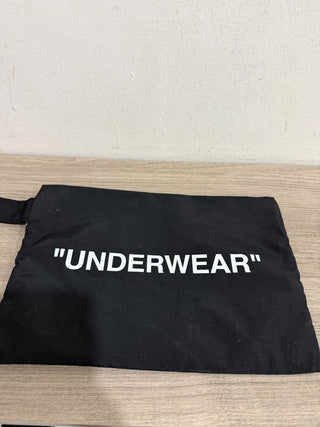 off white nylon underwear zip up pouch