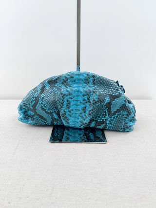 Vera Roloff Python Skin Leather Clutcy Handbag Turquoise Blue Black