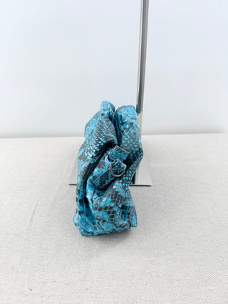 Vera Roloff Python Skin Leather Clutcy Handbag Turquoise Blue Black