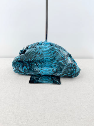 Vera Roloff Python Skin Leather Clutcy Handbag Turquoise Blue Black