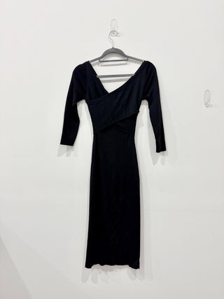 Theory Daverin Lustrate Bodycon Stretch Knit Midi Dress Black Women's Size P/XS