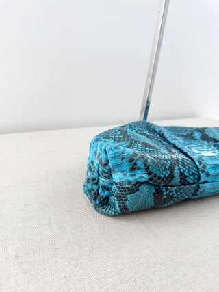 Vera Roloff Python Skin Leather Clutcy Handbag Turquoise Blue Black
