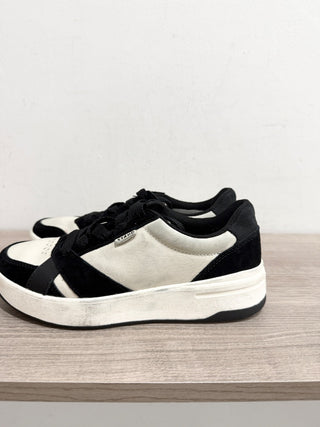 Staud x Keds The Court Suede Leather Low Top Sneakers Cream Black Women's 5.5