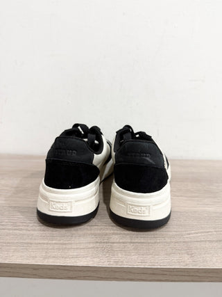 Staud x Keds The Court Suede Leather Low Top Sneakers Cream Black Women's 5.5