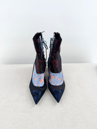 Dior trianon ankle sock boots silk, 37.5