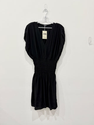 Rails Siera Cap Sleeve Smocked Deep V-Neck A-Line Dress Black Women's Size Small