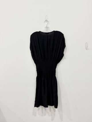 Rails Siera Cap Sleeve Smocked Deep V-Neck A-Line Dress Black Women's Size Small