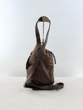 Rag & Bone nylon and leather trim sling backpack
