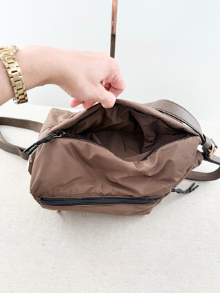 Rag & Bone nylon and leather trim sling backpack