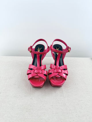 YSL platform tribute sandals patent leather, 36