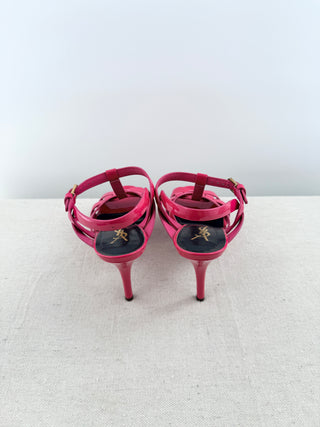 YSL platform tribute sandals patent leather, 36