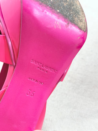 YSL platform tribute sandals patent leather, 36