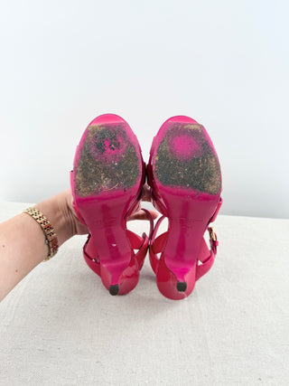 YSL platform tribute sandals patent leather, 36