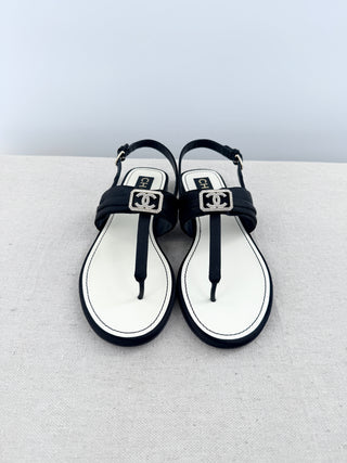 Chanel suede thong sandals, 37