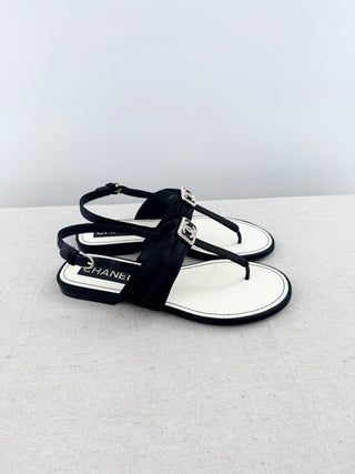 Chanel suede thong sandals, 37