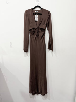 Rumored front tie cut out long dress, XS