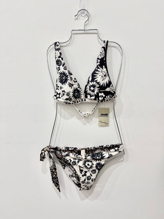 Smeralda Carmen Ela Bikini Top & Carlotta Bikini Bottom Set Black White Womens L